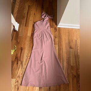 Azazie blush pink one shoulder bow dress